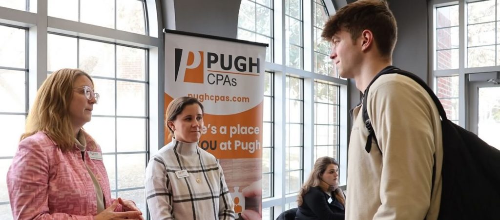 Student attends a career fair