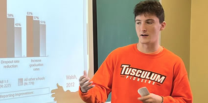 Student gives presentation