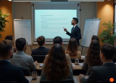 Professional gives a presentation to a group.